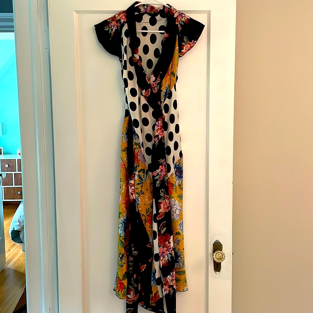 Zara multi color mid length wrap dress